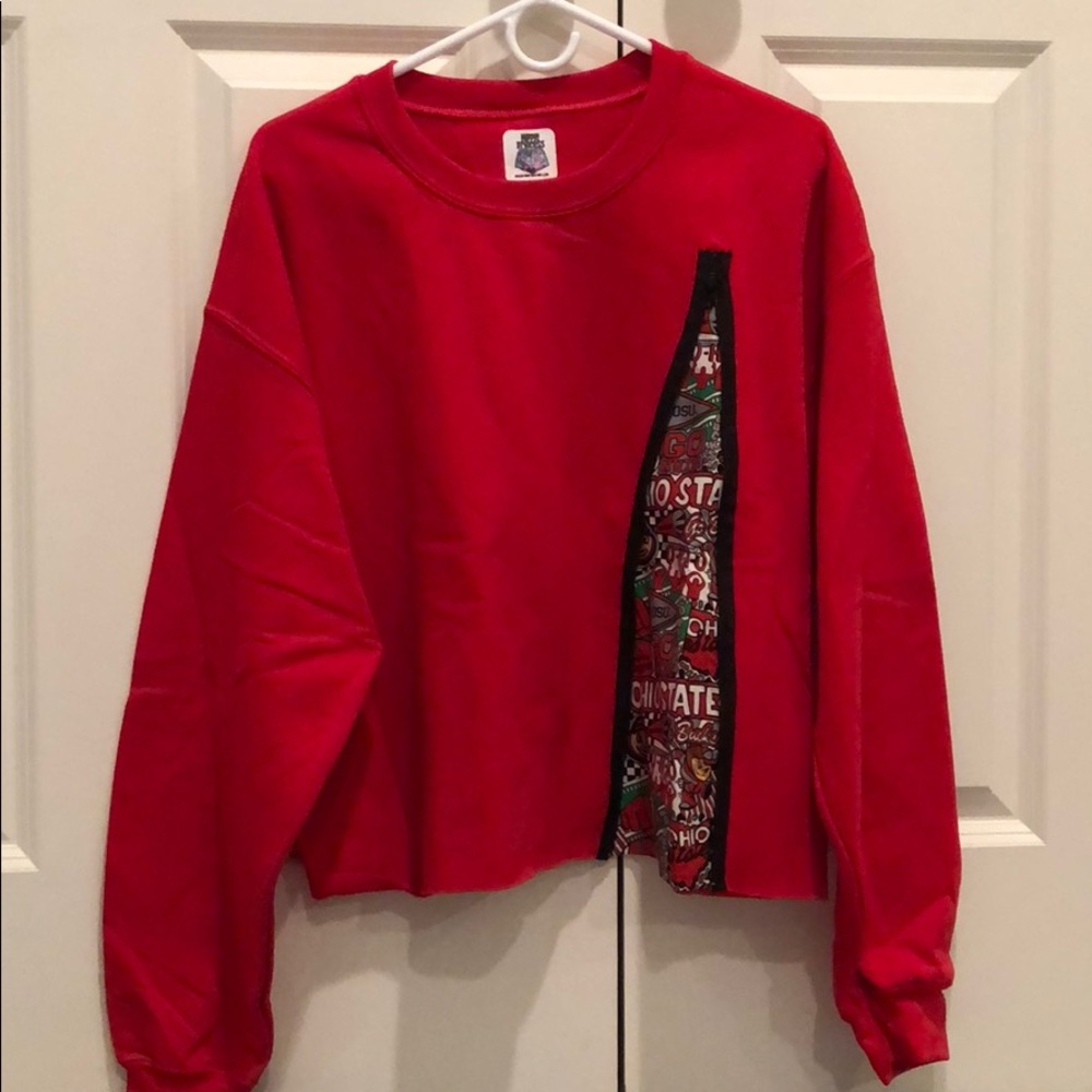Custom Red Ohio State Sweatshirt